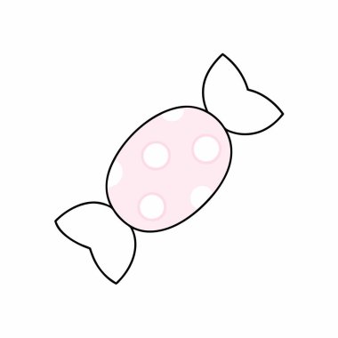 Mor kağıda sarılı puantiyeli şeker, tatlı şekerleme vektör illüstrasyonu