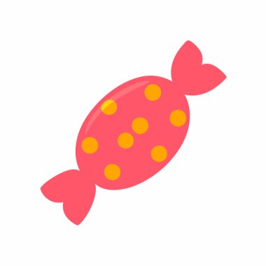 Mor kağıda sarılı puantiyeli şeker, tatlı şekerleme vektör illüstrasyonu