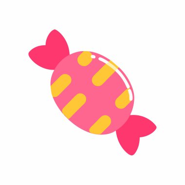 Mor kağıda sarılı puantiyeli şeker, tatlı şekerleme vektör illüstrasyonu