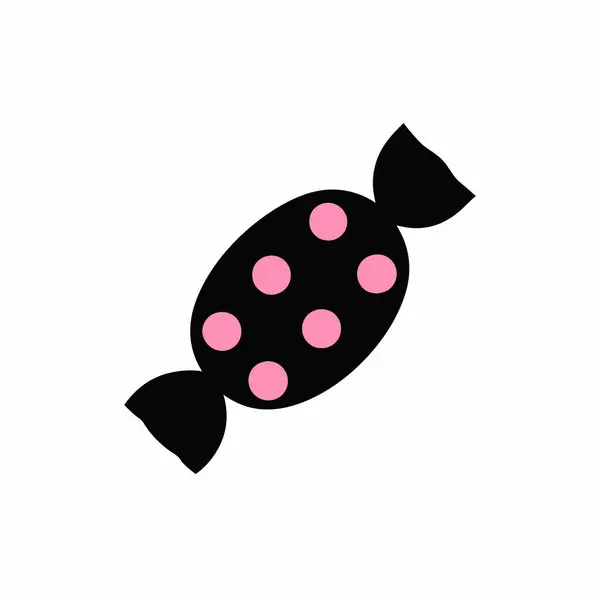 Siyah şeker ambalajı ikonu izole edilmiş tatlı