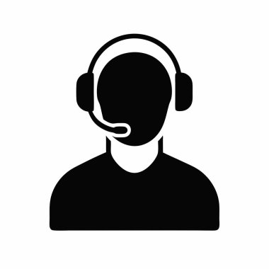 siyah çağrı merkezi kulaklık simgesi siluet vektörü