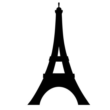 Beyaz arka planda siyah Eyfel kulesi silueti