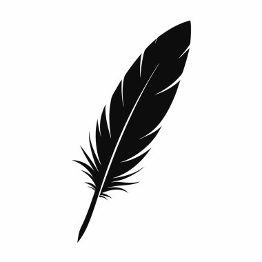 Beyaz arkaplan tüy yazımında siyah tüy simgesi