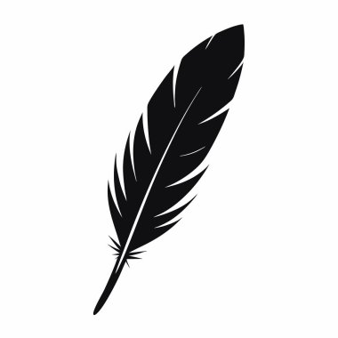 Beyaz arkaplan tüy yazımında siyah tüy simgesi