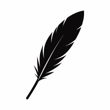 Beyaz arkaplan tüy yazımında siyah tüy simgesi