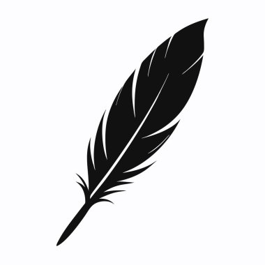 Beyaz arkaplan tüy yazımında siyah tüy simgesi
