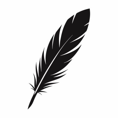 Beyaz arkaplan tüy yazımında siyah tüy simgesi