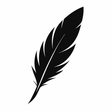 Beyaz arkaplan tüy yazımında siyah tüy simgesi