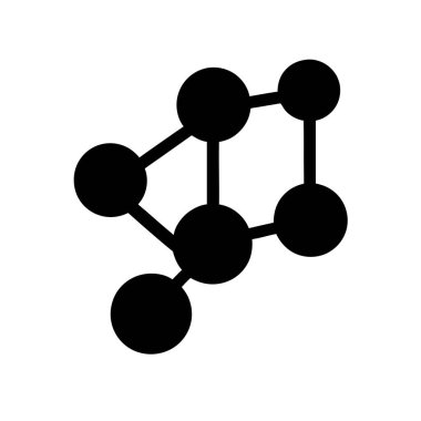 Beyaz arkaplan sembolünde siyah molekül yapı simgesi