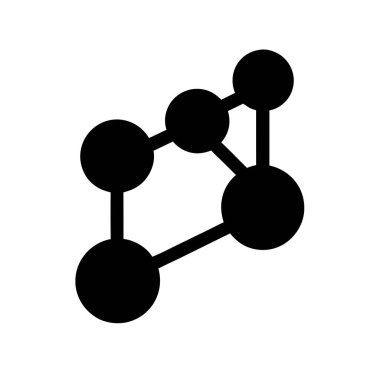 Beyaz arkaplan sembolünde siyah molekül yapı simgesi