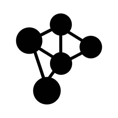 Beyaz arkaplan sembolünde siyah molekül yapı simgesi