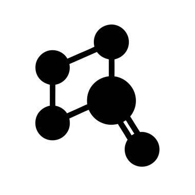 Beyaz arkaplan sembolünde siyah molekül yapı simgesi