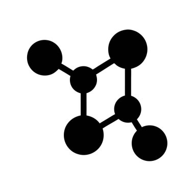 Beyaz arkaplan sembolünde siyah molekül yapı simgesi