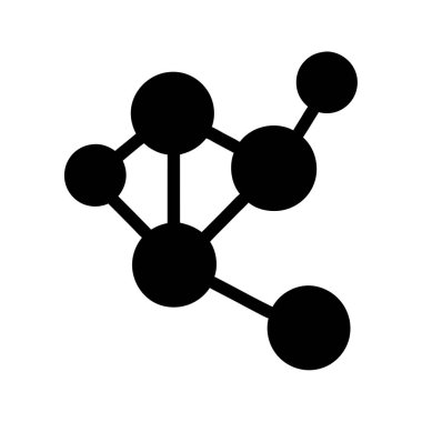 Beyaz arkaplan sembolünde siyah molekül yapı simgesi