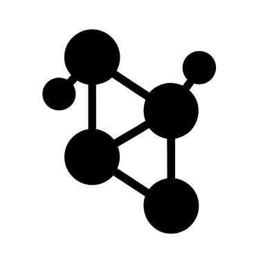 Beyaz arkaplan sembolünde siyah molekül yapı simgesi