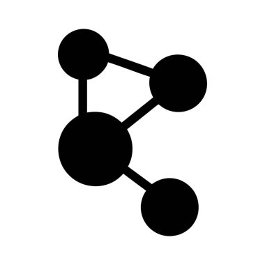 Beyaz arkaplan sembolünde siyah molekül yapı simgesi