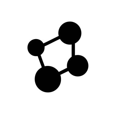 Beyaz arkaplan sembolünde siyah molekül yapı simgesi