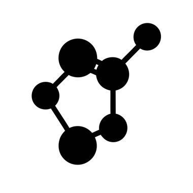 Beyaz arkaplan sembolünde siyah molekül yapı simgesi