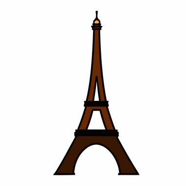 Siyah hatları olan kahverengi Eyfel Kulesi Paris Fransa