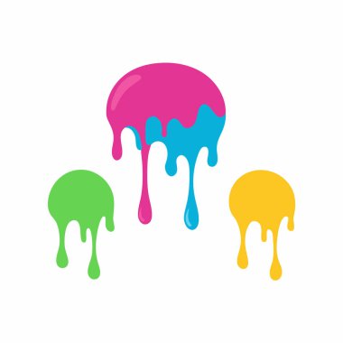 Damlayan portakal ve mor balçık damlaları yapışkan