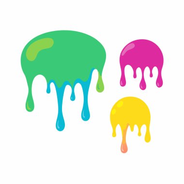 Damlayan portakal ve mor balçık damlaları yapışkan