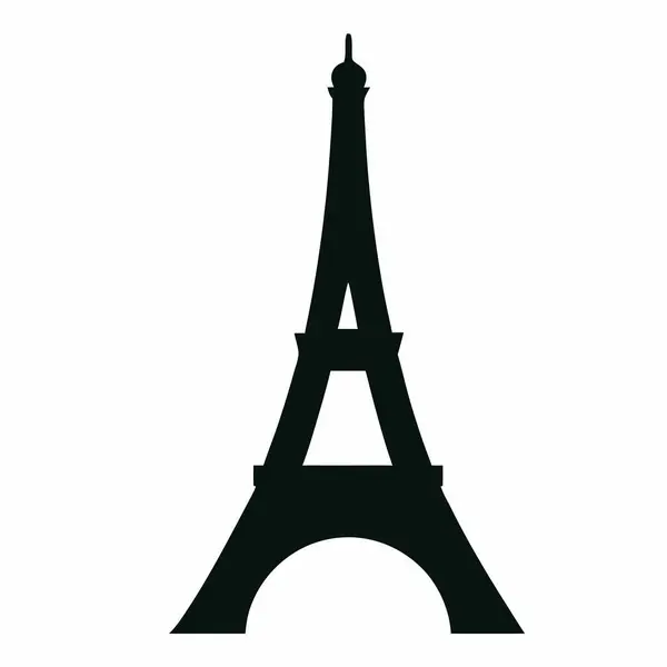 Beyaz arka planda siyah Eyfel kulesi silueti