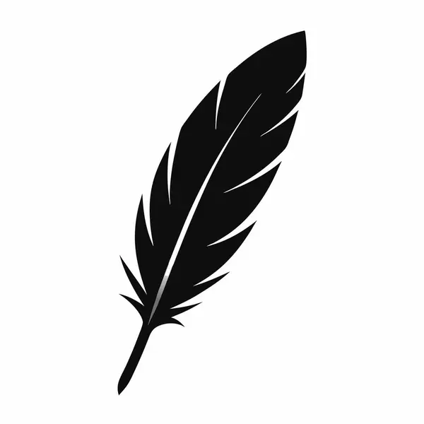 Beyaz arkaplan tüy yazımında siyah tüy simgesi