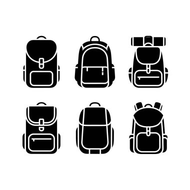 Okul sırt çantası silueti 6 farklı biçim ve poz