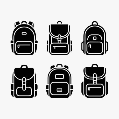 Okul sırt çantası silueti 6 farklı biçim ve poz