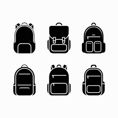 Okul sırt çantası silueti 6 farklı biçim ve poz