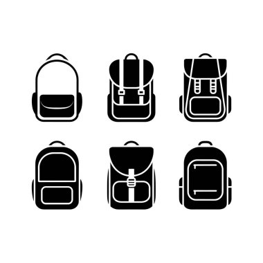 Okul sırt çantası silueti 6 farklı biçim ve poz