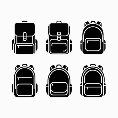 Okul sırt çantası silueti 6 farklı biçim ve poz