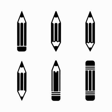 Altı eşsiz siyah boya kalemi farklı tasarımlar ve pozlar.