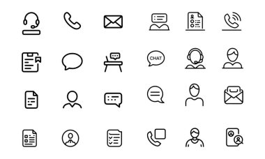 Minimalist müşteri destek hattı simgeleri ince ana hat vektör kümesi