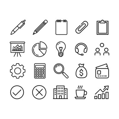 business and office line simgeleri vektör kümesi