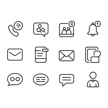 Minimalist dijital iletişim çizgisi simgeleri ince çizgi vektörü 2