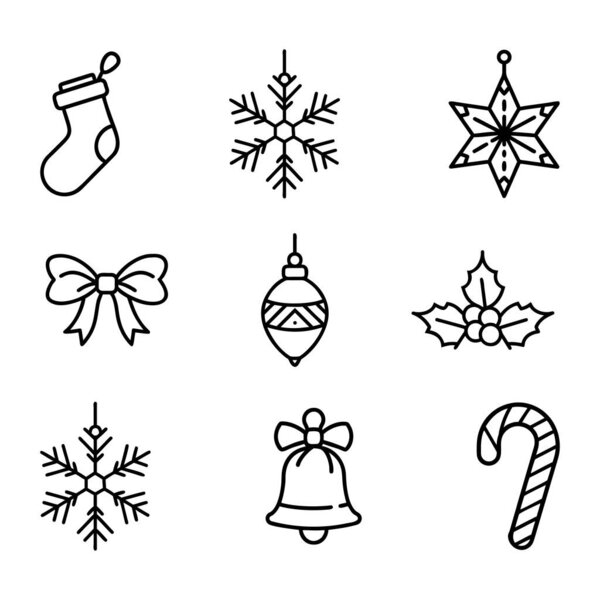 ornament vector icon set festive holiday decorations christmas stock icons collection