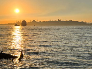 İstanbul 'daki tarihi yarımadada gün batımı