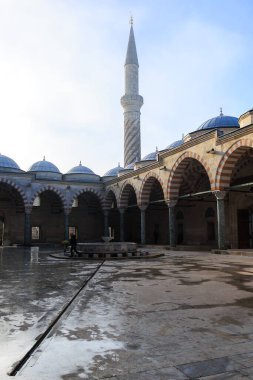 Eski bir sedir camiinin avlusunda. Edirne 'deki antik Uc camiinin avlusunda. 