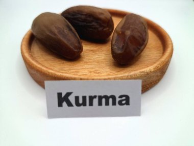 Hurma ağacının tomurcuğundan da yere sarkmış. Hurma ağacının meyveleri, yumuşak ve tatlı sözlüdür. Genellikle ağaçtaki kümelerde bulunurlar ve kahverengiye döndüklerinde ve buruşuklaştıklarında büyük buruşmuş kuru üzümlere benzerler.