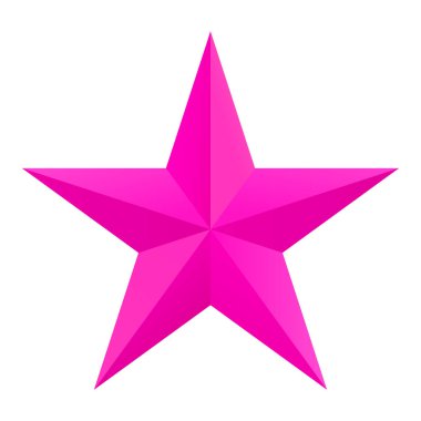 Tatil için pembe parlak metal yıldız simgesi, arkaplanda izole edilmiş tasarım ögesi