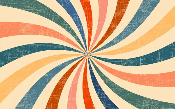 Sirk arka planı ve spiral retro ışın vektör deseni. Kırmızı beyaz güneşin klasik posteri ya da yıldız patlamış radyal çizgiler grunge deseni, sirk, karnaval, yaz festivali ya da chapiteau arka planı