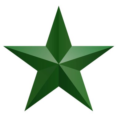 Yeşil askeri beş açılı yıldız ikonu, şeffaf bir arkaplanda izole edildi. Tasarım elemanı. Vektör illüstrasyonu EPS10