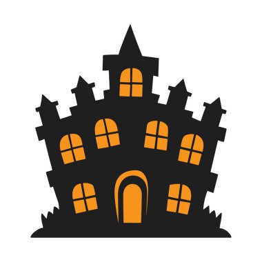 Cadılar Bayramı için perili ev silueti taşıyıcısı