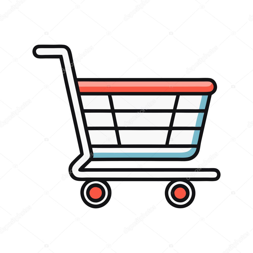 A shopping cart cartoon vector