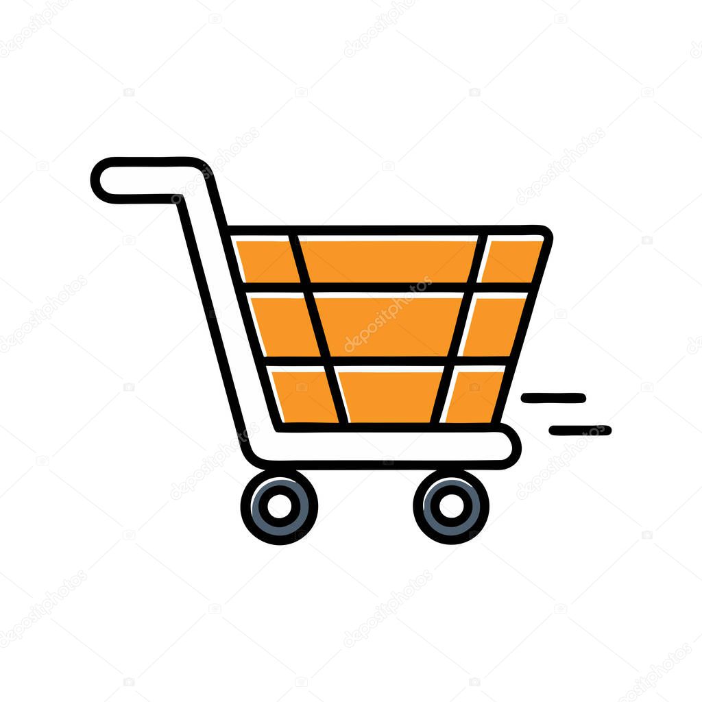 A shopping cart cartoon vector