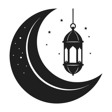 Geleneksel bir İslami fener ve dağınık yıldızlar içeren hilal ay vektörü. Ramazan tasarımları, bayram kutlamaları, İslam sanatı ve göksel temalar için mükemmel. Yazdırma, web ve dijital projeler için ideal.