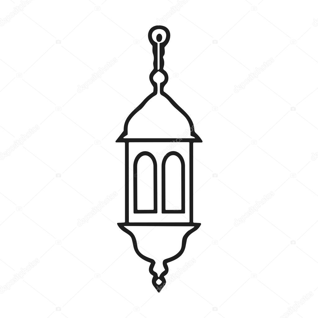 This minimalist line art vector illustration depicts a simple Islamic lantern with a classic design. Perfect for Ramadan, Eid, or any Islamic-themed project.