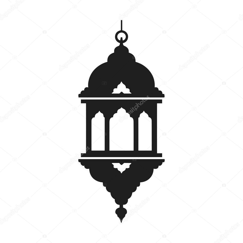 This simple yet elegant silhouette vector illustration depicts an ornate Islamic lantern, perfect for Ramadan, Eid, or any Islamic-themed design project.