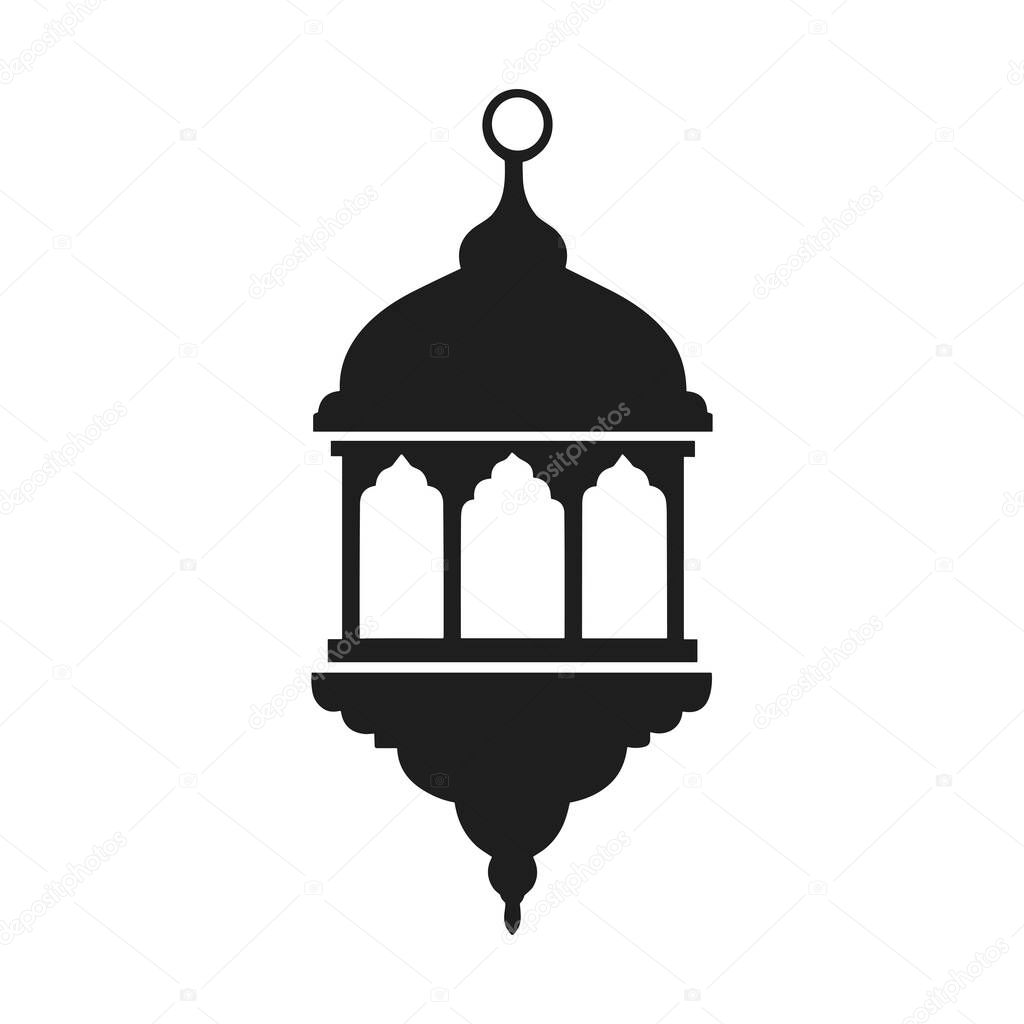 This simple yet elegant silhouette vector illustration depicts an ornate Islamic lantern, perfect for Ramadan, Eid, or any Islamic-themed design project.